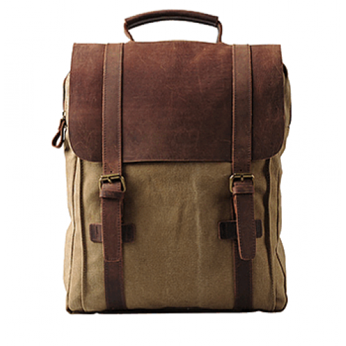 KP2  VINTAGE TAR II™  Canvas und Leder  Damen / Herren Rucksack - khaki. 16"